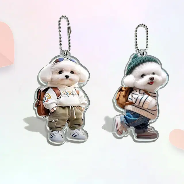 【潮流小狗2件】 卡莱茵 创意小泰迪狗 小书包  萌趣可爱卡通精致洋气高级感小众设计毛衣 亚克力 挂件 男女同款情侣款
