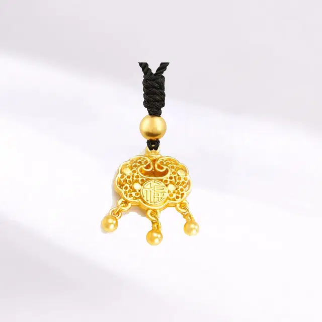 【平安锁】 卡莱茵 金色如意锁 国潮新中式小众设计轻奢简约百搭 织物#好运 合金 挂件 男女同款情侣款