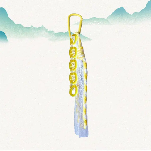 卡莱茵 【黄色蕾丝花边】暖系创意手机包包挂绳#好运 尼龙 挂件 男女同款情侣款