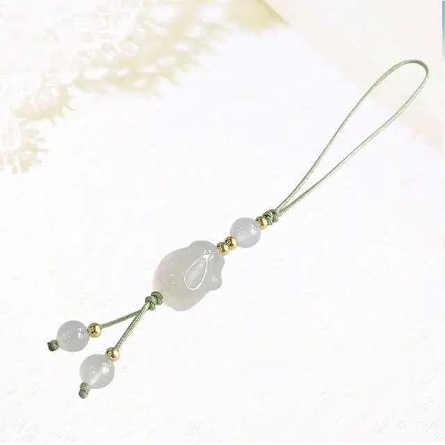 【匠心手作】 卡莱茵 小众兔子 新中式 前途似锦能量磁场 幸运转运珠平安招财#好运织物 玻璃 挂件 男女同款情侣款