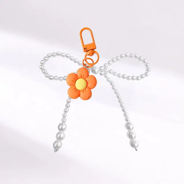 卡莱茵 小众 可爱橙色花朵 精致手机链 书包 挂饰 车吊饰 亚克力 挂件 男女同款情侣款