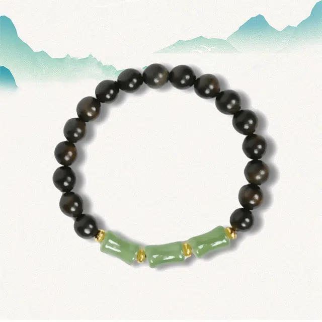 溯源京作 翠绿青竹 节节高升竹 吉祥招福 简约素雅清透民族风 中式国潮小众盘串#好运 檀木 手串 男女同款情侣款