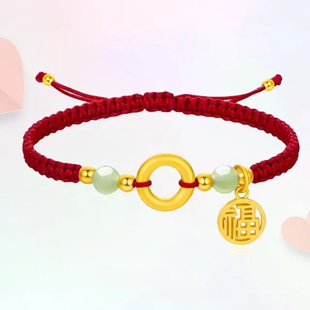 【925银高品质】 溯源京作 福气安康 平安喜乐扣镂空福牌 新中式国潮风复古小众开运#好运 织物 手绳 男女同款情侣款