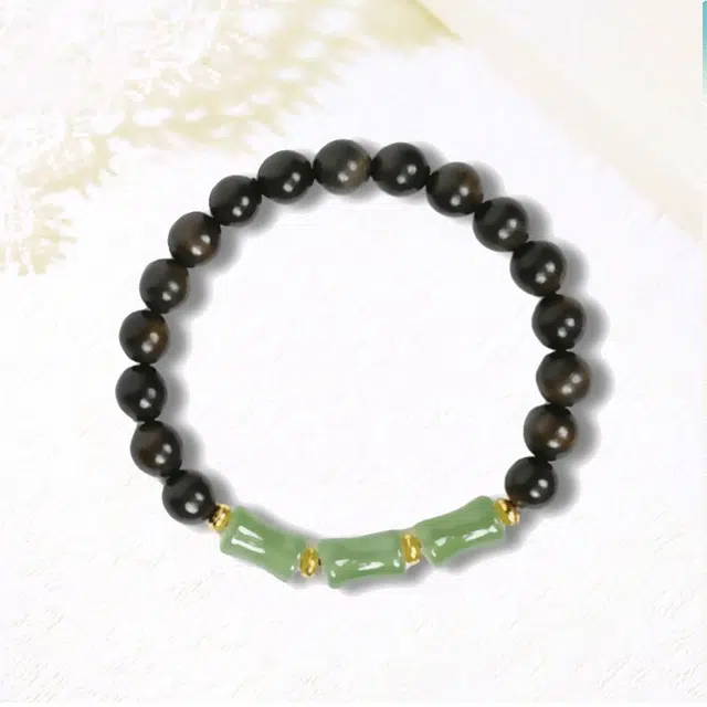 溯源京作 翠绿青竹 节节高升竹 吉祥招福 简约素雅清透民族风 中式国潮小众盘串#好运 檀木 手串 男女同款情侣款