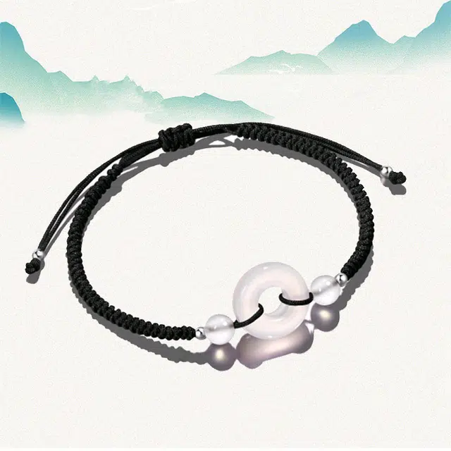 【s925银】 溯源京作 新中式国潮复古小众设计平安扣  #好运 织物 手绳 男女同款情侣款