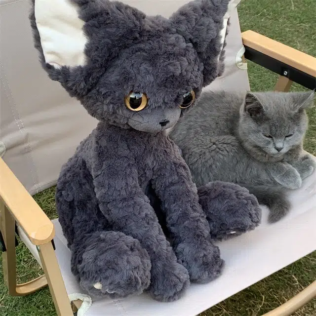 西瓜藤 超萌德文卷毛同款黑猫玩偶公仔玩具 抱枕  靠枕