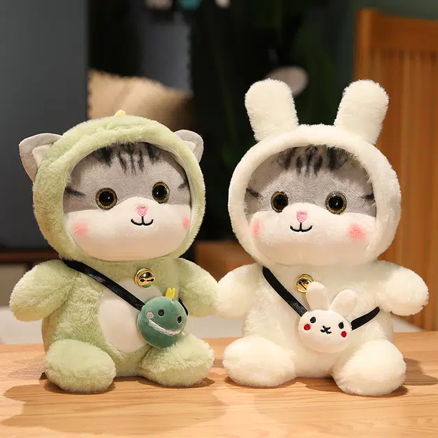 西瓜藤 可爱变身猫咪公仔小猫猫安抚玩偶布娃娃抱枕毛绒玩具 靠枕