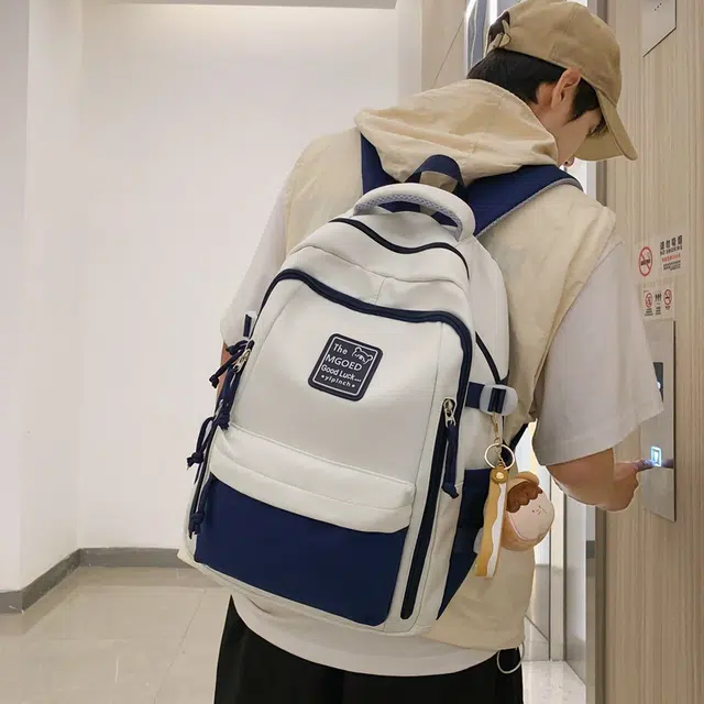 蔻蒂熊 女生高中生书包减负大容量护脊耐用百搭小学生初中背包 尼龙布 双肩包 常规 青少年 黑色/红色/桔色/绿色/蓝色