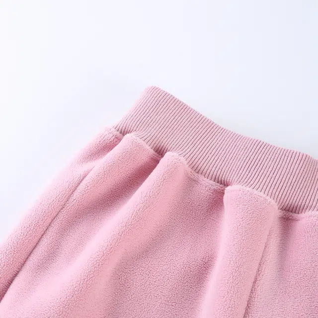 十月妈咪 秋冬 加厚保暖休闲裤一体绒防风裤子纯色厚款棉裤 儿童款