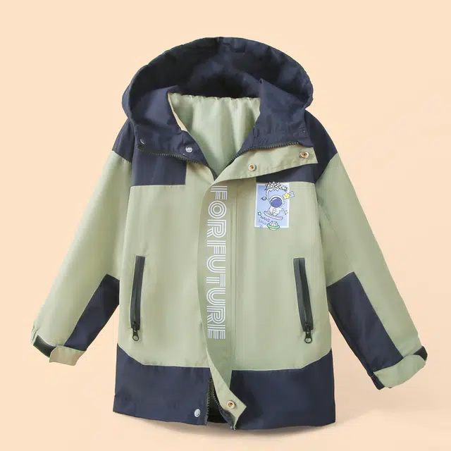 十月妈咪 连帽休闲舒适简约夹克外套 儿童款 绿色