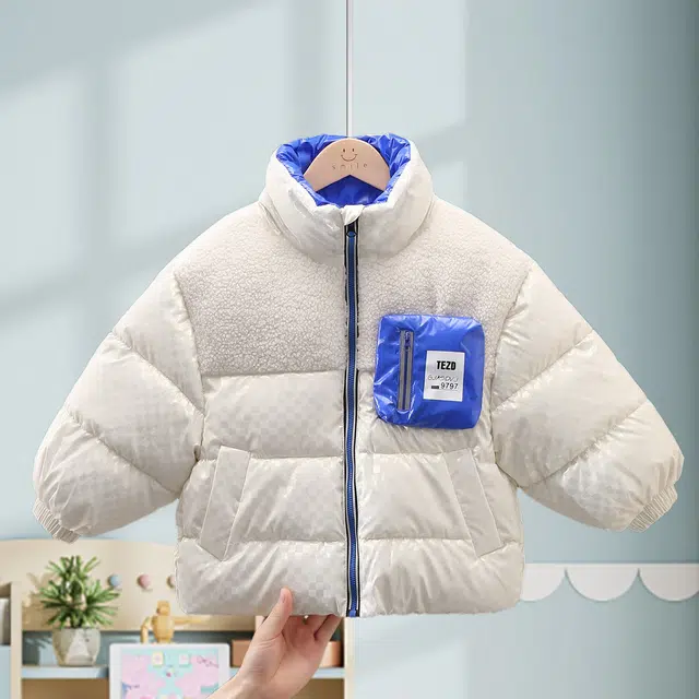 十月妈咪 格子加厚保暖立领长袖棉服 儿童款