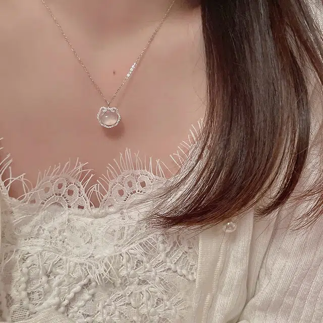 凤庙珠宝 祥云如意锁吊坠 吉祥如意转运 国风复古平安锁轻奢小众锁骨链 玉髓 项链 女款