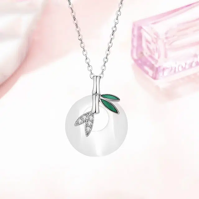 凤庙珠宝 竹节平安扣 节节高升新中式复古国风竹子富贵小众清冷精致国潮#好运 玻璃猫眼 项链 女款