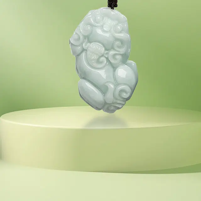 凤庙珠宝 貔貅编织绳吊坠 传承新中式瑞兽小吞金兽聚财纳福平安扣转运吊坠 豆种 翡翠项链 男女同款情侣款 礼盒