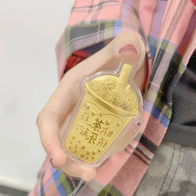 凤庙珠宝 波波奶茶杯趣味创意幸运精致温柔可爱小巧浪漫甜蜜设计感#好运 金 挂件 男女同款情侣款