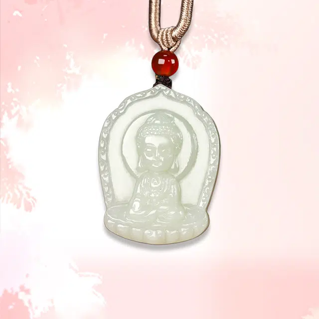 凤庙珠宝 生肖守护神大日如来宝宝神吊坠 招财纳福精致新中式佛像平安转运复古国潮国风锁骨链 和田玉项链 白玉/青白玉 男女同款情侣款