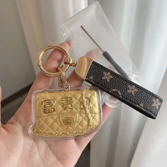 凤庙珠宝 富贵包包 复古新中式轻奢国潮风福气满满财运亨通马上有钱财源滚滚 日常通勤包包搭配配饰 金 挂件 男女同款情侣款