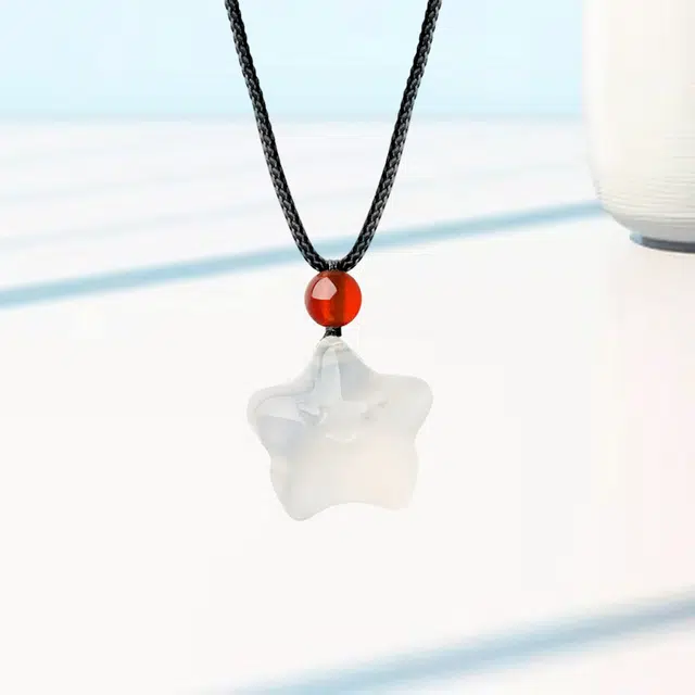 凤庙珠宝 幸运星星 招财纳福闪亮星星粉色黑色转运珠新中式可爱国风优雅新中式锁骨链 玉髓 项链 男女同款情侣款
