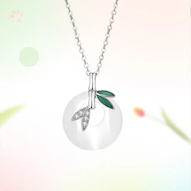 凤庙珠宝 竹节平安扣 节节高升新中式复古国风竹子富贵小众清冷精致国潮#好运 玻璃猫眼 项链 女款