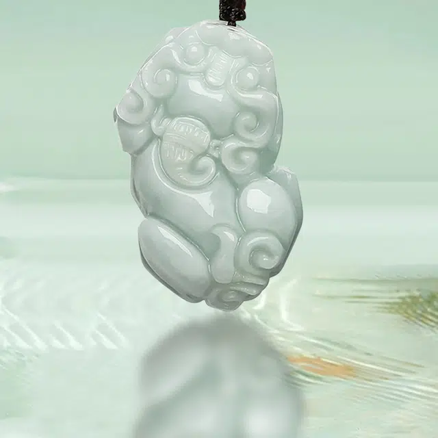 凤庙珠宝 貔貅编织绳吊坠 传承新中式瑞兽小吞金兽聚财纳福平安扣转运吊坠 豆种 翡翠项链 男女同款情侣款 礼盒