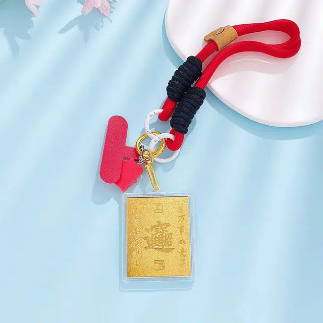 凤庙珠宝 天官赐福方牌 复古新中式轻奢国潮风福气满满财运亨通马上有钱财源滚滚 日常通勤包包搭配配饰 金 挂件 男女同款情侣款