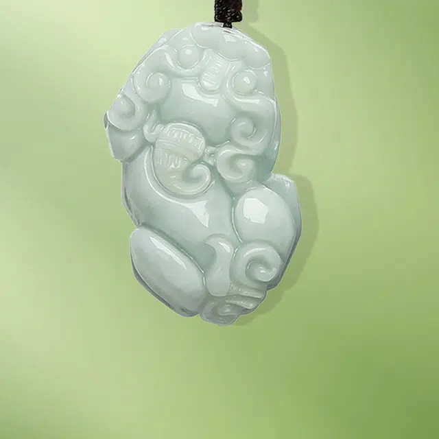 凤庙珠宝 貔貅编织绳吊坠 传承新中式瑞兽小吞金兽聚财纳福平安扣转运吊坠 豆种 翡翠项链 男女同款情侣款 礼盒