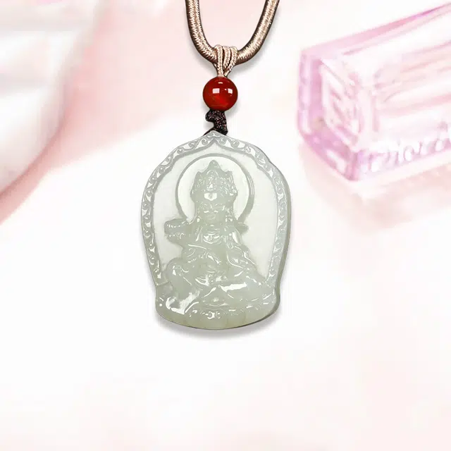 凤庙珠宝 生肖守护神大势至宝宝神吊坠 新中式复古清新如玉淡雅精致温润柔美国潮国风#好运 和田玉项链 白玉/青白玉 男女同款情侣款