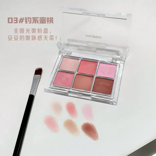 莎琪诺 腮红棒 六色眼影彩妆套装 易上色自然持久不脱妆服帖修饰肤色