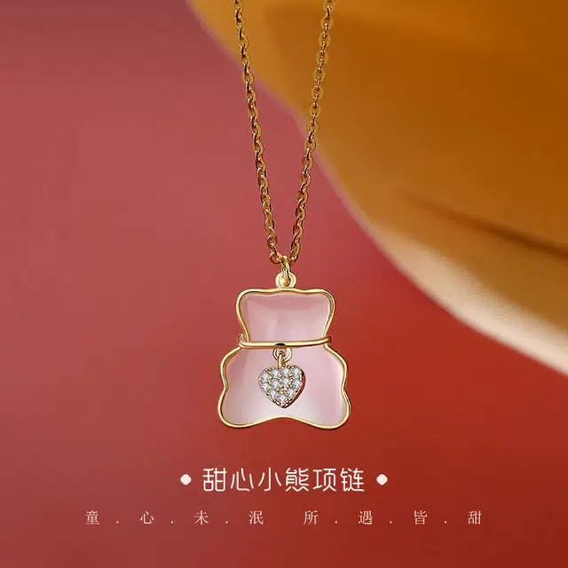 好银坊 爱心甜心高级设计感民族风锁骨链#好运 玉髓 项链 女款