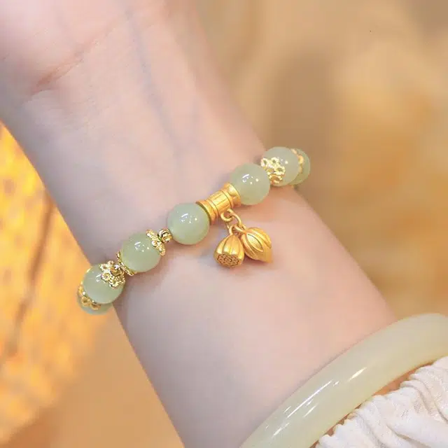 好银坊 <两世欢> 新中式国风 轻奢高级感莲蓬设计 小众百搭典雅大气 琉璃 手串 男女同款情侣款
