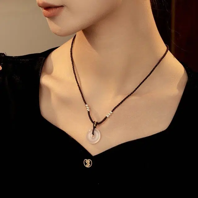 好银坊 平安扣一对玉#好运 玉髓 项链 女款