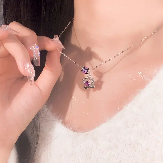 好银坊 <星星小熊> 冷酷小蛮腰 甜酷花朵小熊 高级感百搭轻奢小众设计 铜合金 项链 女款