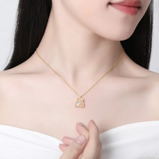 好银坊 爱心甜心高级设计感民族风锁骨链#好运 玉髓 项链 女款