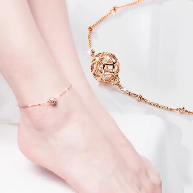 黛若 简约铃铛足链 个性高级感轻奢百搭 铜 脚链 女款