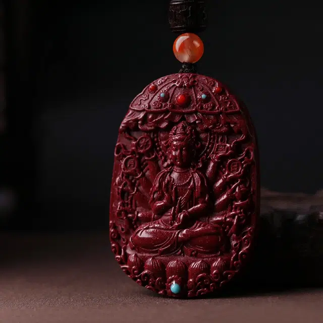凯真 【高含量】国潮新中式十二生肖八大守护神 精工立体雕古风藏式喜庆红 朱砂 吊坠 男女同款情侣款