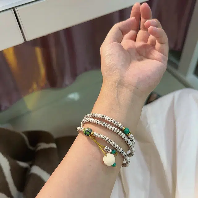 凯真 国潮民族风雕刻好运莲花转运算盘珠 星月菩提 手串 男女同款情侣款 礼盒