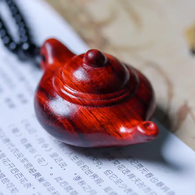 凯真 国潮新中式雕刻摸牌把把壶手饰保健球 招财纳福有钱花 国风经典复古文玩 紫檀属 木作把件 男女同款情侣款