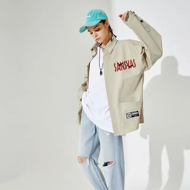 木村三社 落日印花宽松长袖衬衫 男女同款