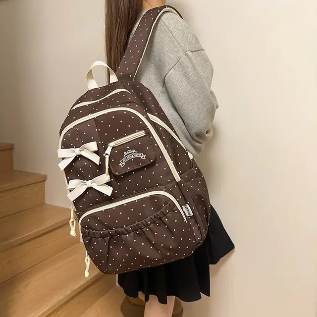 泰迪珍藏 蝴蝶结可爱初高中大学通勤上课收纳高颜值 尼龙 双肩包 女款 多色