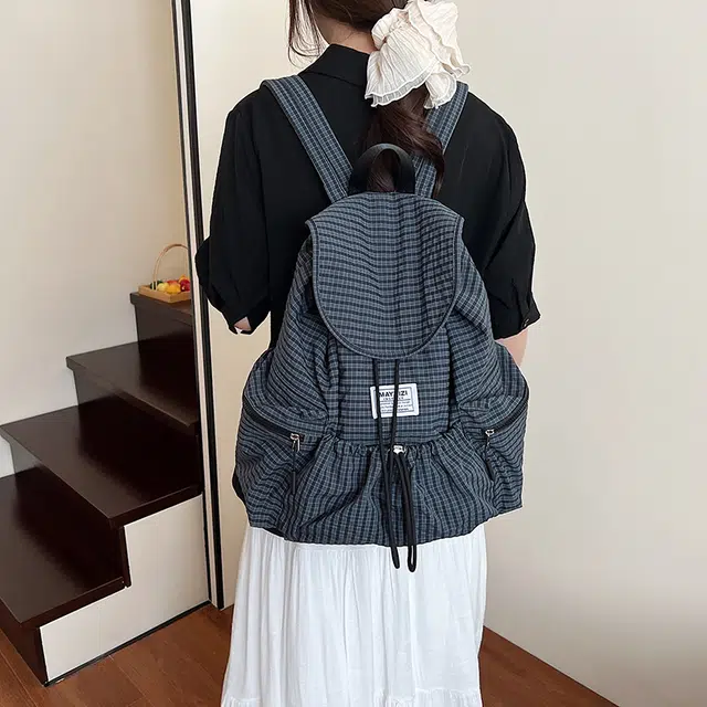 泰迪珍藏 潮流休闲户外旅行大容量 布 双肩包 女款 灰蓝色