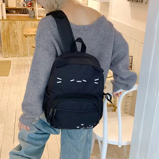 泰迪珍藏 卡通猫咪耳可爱 尼龙布 痛包 常规 女款