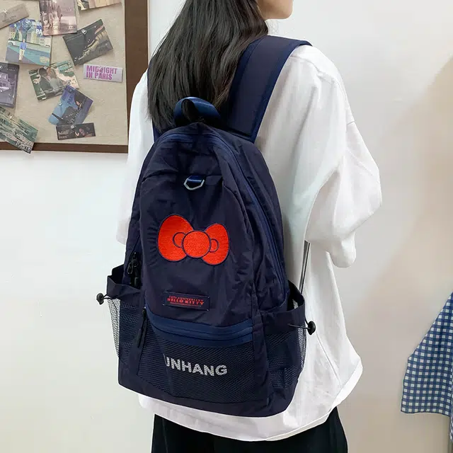泰迪珍藏 时尚少女轻便简约百搭 尼龙 双肩包 女款 藏青色