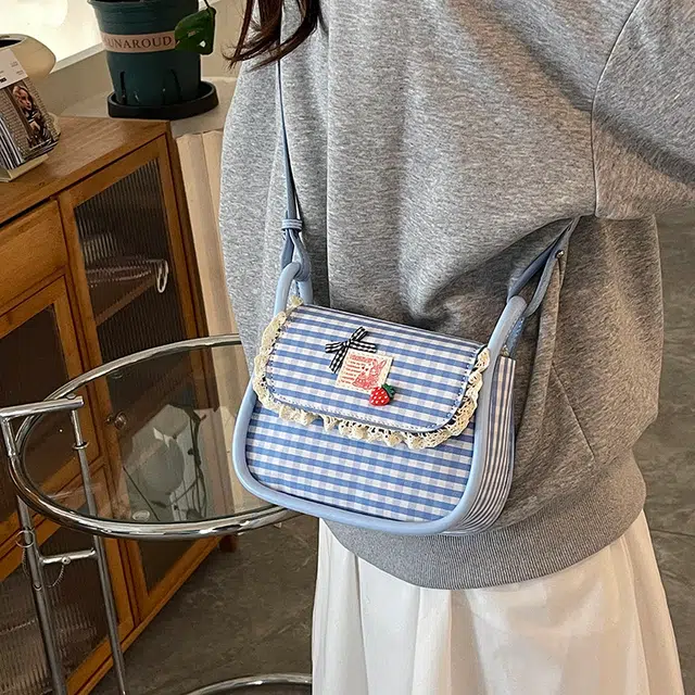 泰迪珍藏 小众设计时尚格子时尚百搭 布 斜挎包 女款 多色