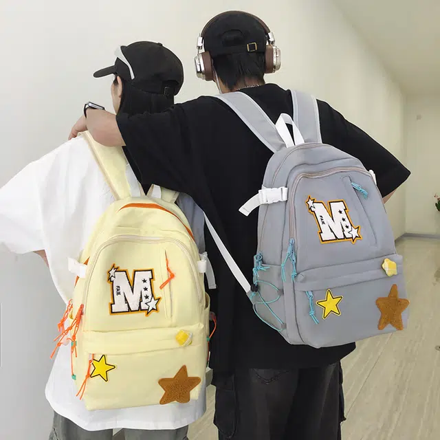 泰迪珍藏 韩版复古百搭学生星星包 尼龙 双肩包 男女同款情侣款 多色