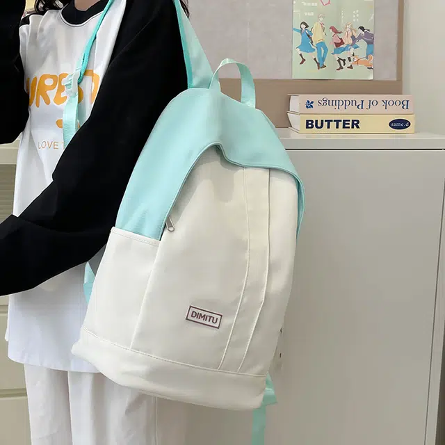 泰迪珍藏 韩版高颜值撞色小众 尼龙 双肩包 女款 多色
