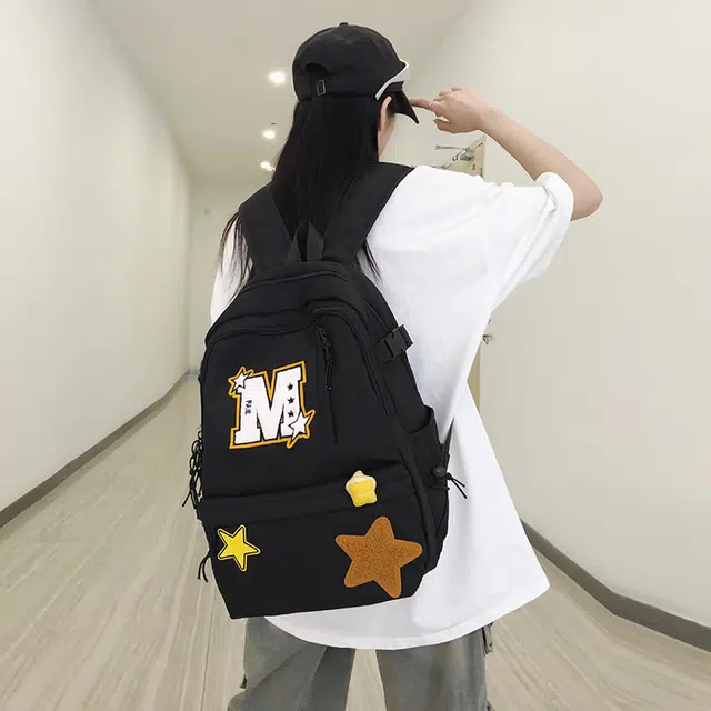 泰迪珍藏 韩版复古百搭学生星星包 尼龙 双肩包 男女同款情侣款 多色