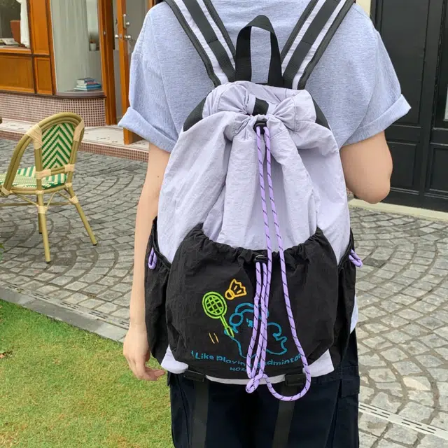 泰迪珍藏 撞色简约抽绳设计百搭 塔丝隆 背包双肩包 女款 多色