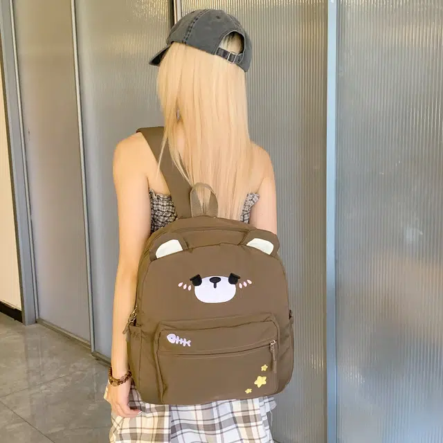 泰迪珍藏 卡通可爱小熊百搭学生 尼龙布 背包双肩包 女款 棕色