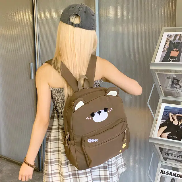 泰迪珍藏 卡通可爱小熊百搭学生 尼龙布 背包双肩包 女款 棕色