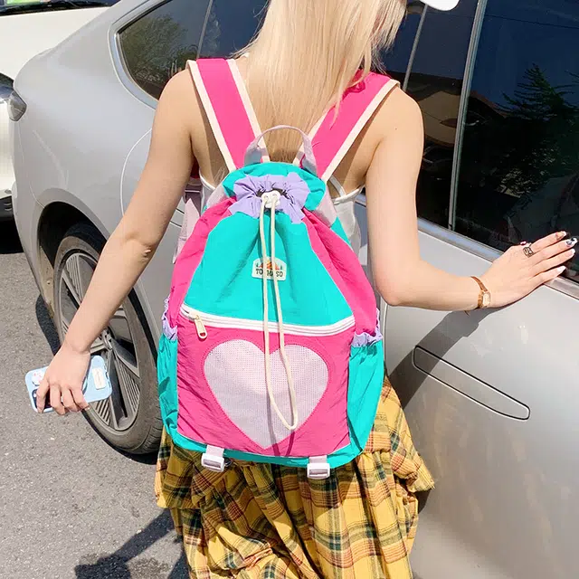 泰迪珍藏 轻便桃心设计百搭 尼龙布 双肩包 常规 女款 多色
